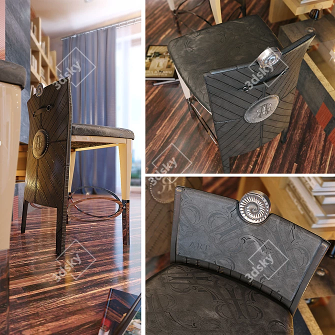 Italian Art Shell Bar Chair: Luxury Design 3D model image 2