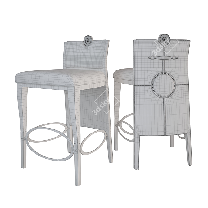 Italian Art Shell Bar Chair: Luxury Design 3D model image 3