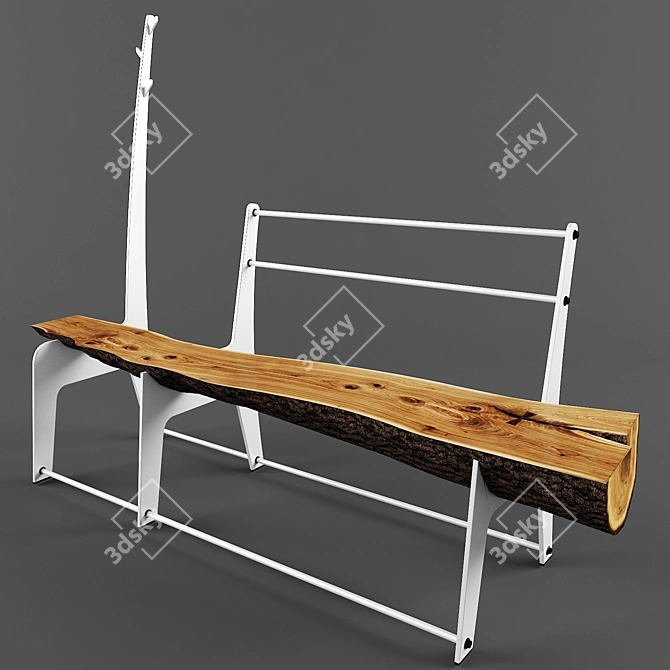 Tree Trunk Bench with Steel Frame 3D model image 1