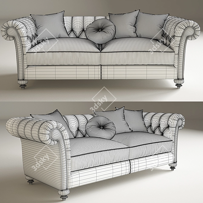 Elegant Dylan Tufted Sofa 3D model image 2