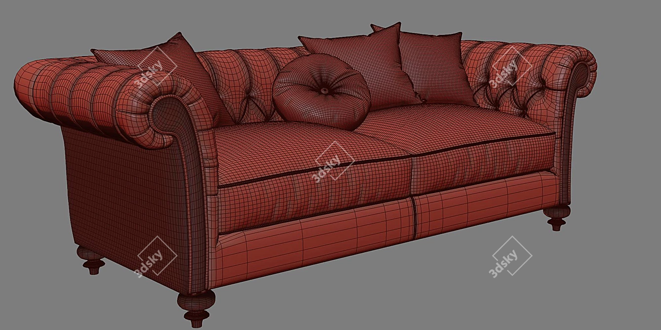 Elegant Dylan Tufted Sofa 3D model image 3