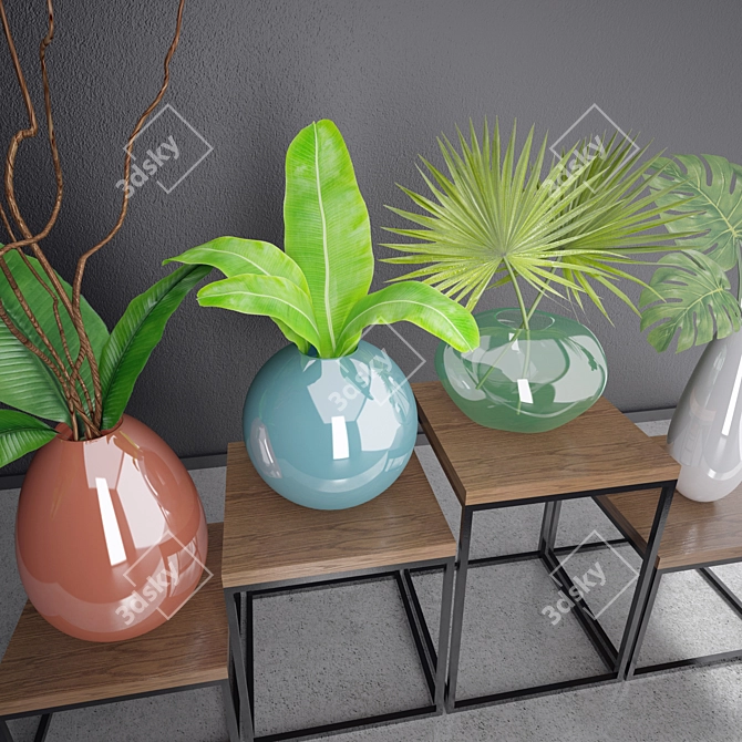 Nature's Embrace: Leaf & Vase 3D model image 2