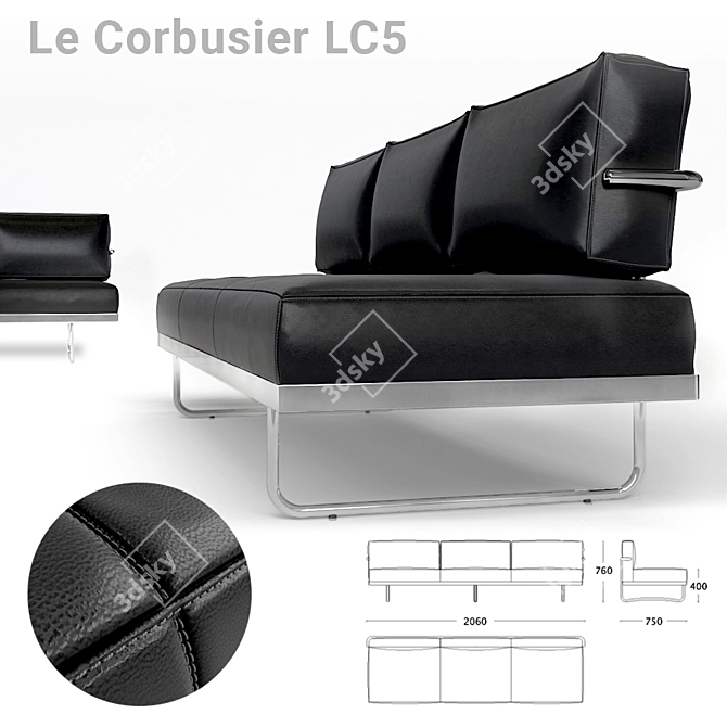 Modern Le Corbusier Lc5 Sofa 3D model image 2