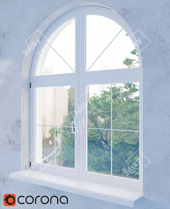 Elegant Arched Window Design 3D model image 2