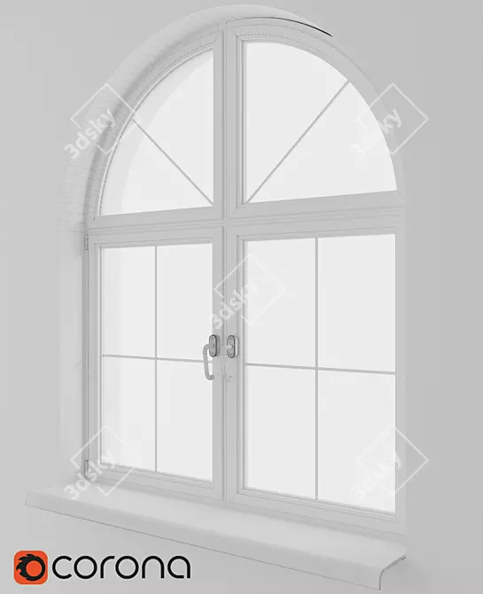 Elegant Arched Window Design 3D model image 3