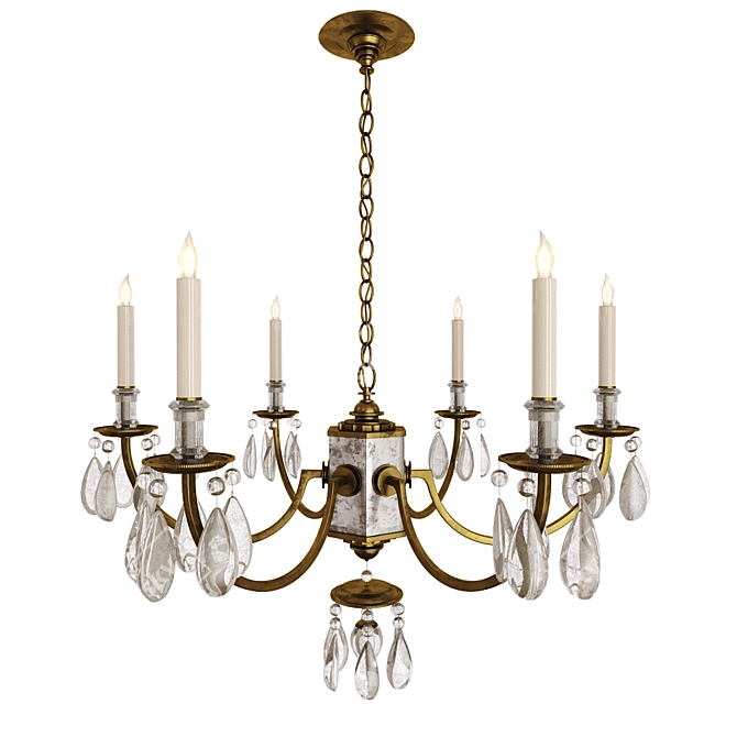 Elegant Gilded Iron Chandelier 3D model image 1