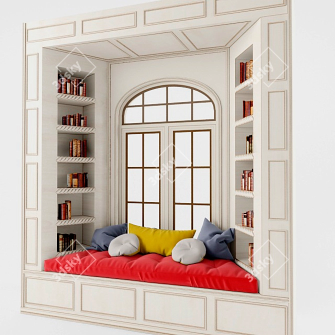 Bookshelf Window: Cozy Reading Nook 3D model image 2