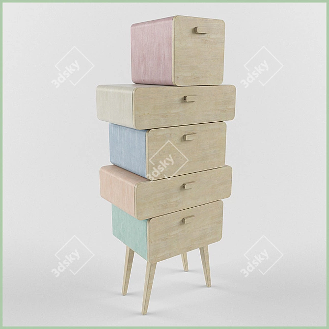 Modern 4-Drawer Chest 3D model image 1