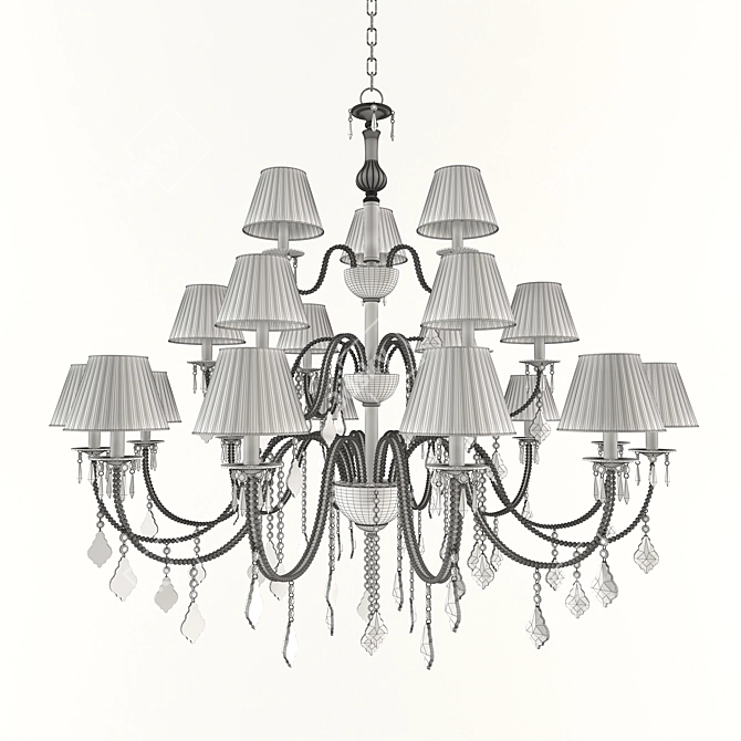 Elegant Black Beaded Chandelier 3D model image 2