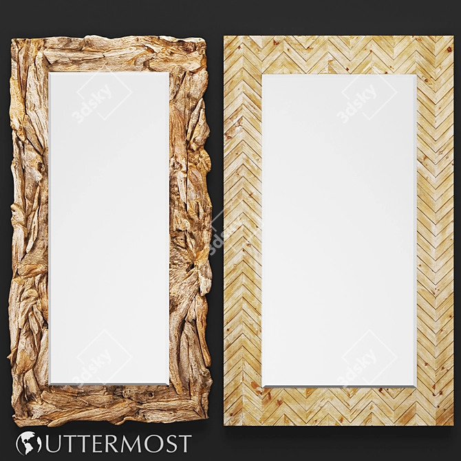 Rustic Teak Root Mirror - Demetria 3D model image 1