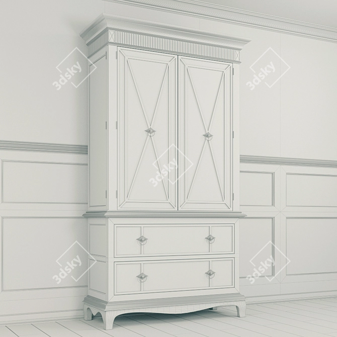 Bedroom Sanctuary Armoire - Spacious Wardrobe Design 3D model image 3