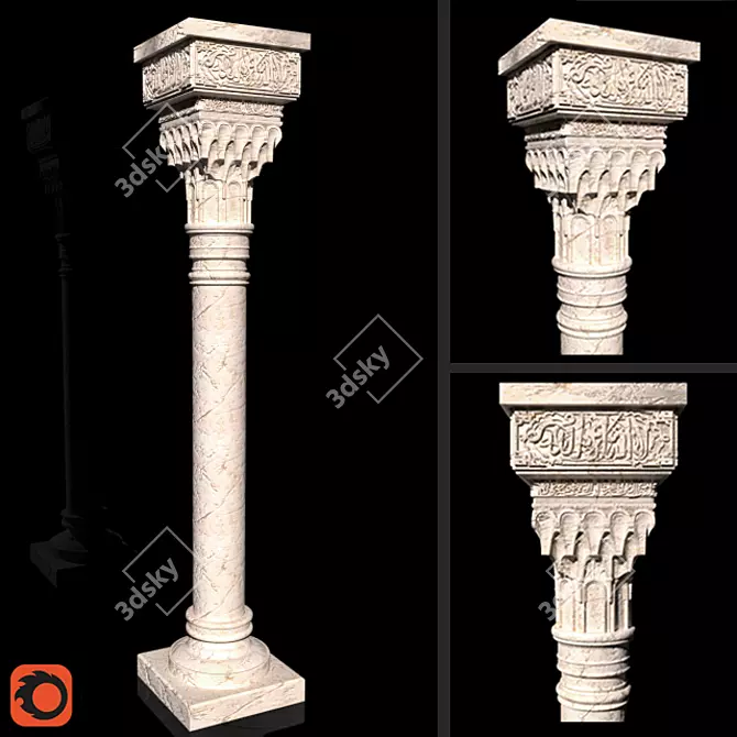 Elegant Muslim-Style Column 3D model image 1