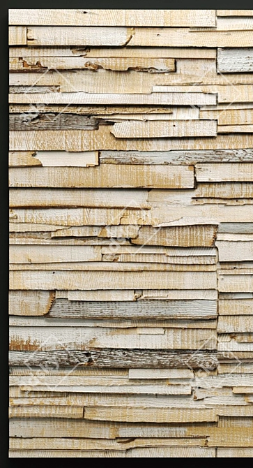 Rustic Wood Tile Wall 3D model image 2