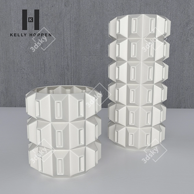 Sleek White Vase 3D model image 1