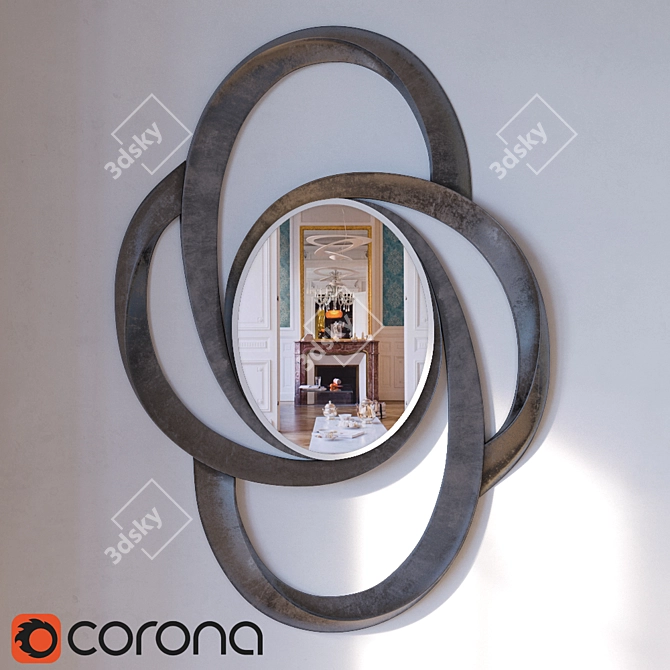 Refined Reflection: Contemporary Wall Mirror 3D model image 1