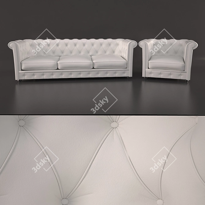 Luxury Classic: Chesterfield Sofa by Piero Lissoni 3D model image 1