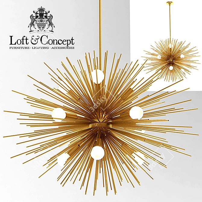 Elegant Zanadoo Gold Chandelier 3D model image 1