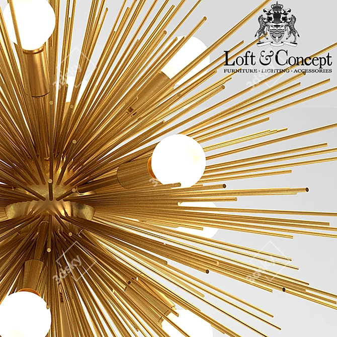 Elegant Zanadoo Gold Chandelier 3D model image 3