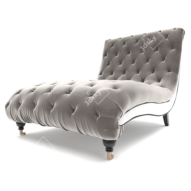 Elegant Silver Tufted Chaise 3D model image 2