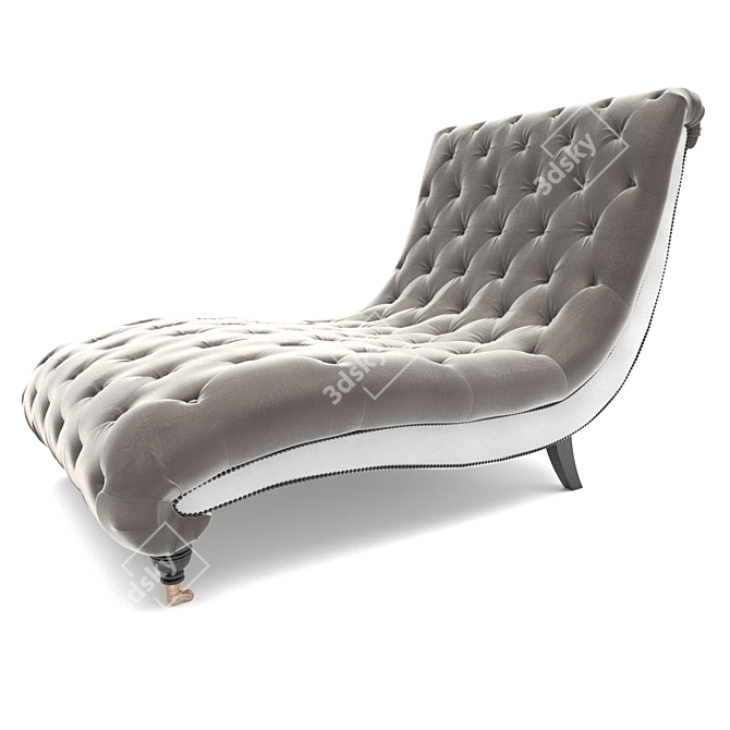 Elegant Silver Tufted Chaise 3D model image 3