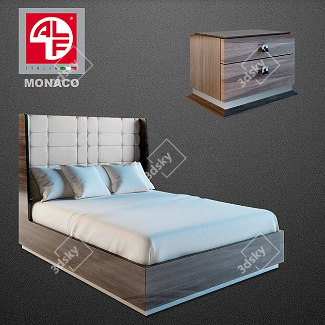 Elegant Monaco Bed Set 3D model image 1