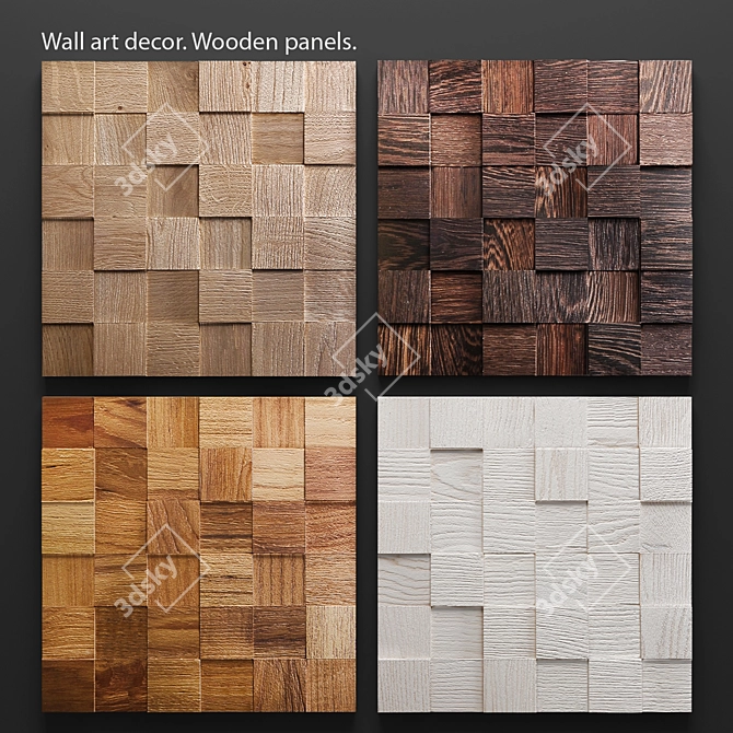 Wooden Art Panels 3D model image 1