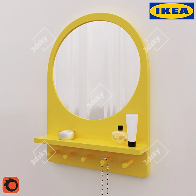 Versatile Mirror with Shelf and Hooks - IKEA Saltred 3D model image 1