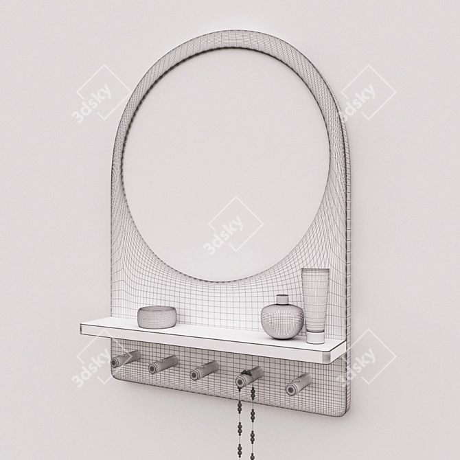 Versatile Mirror with Shelf and Hooks - IKEA Saltred 3D model image 2