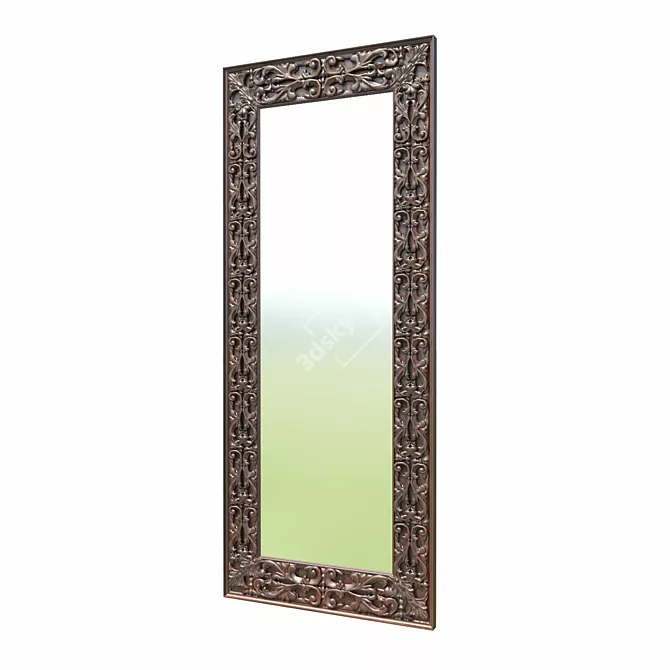 Carved Wooden Frame Mirror 3D model image 1