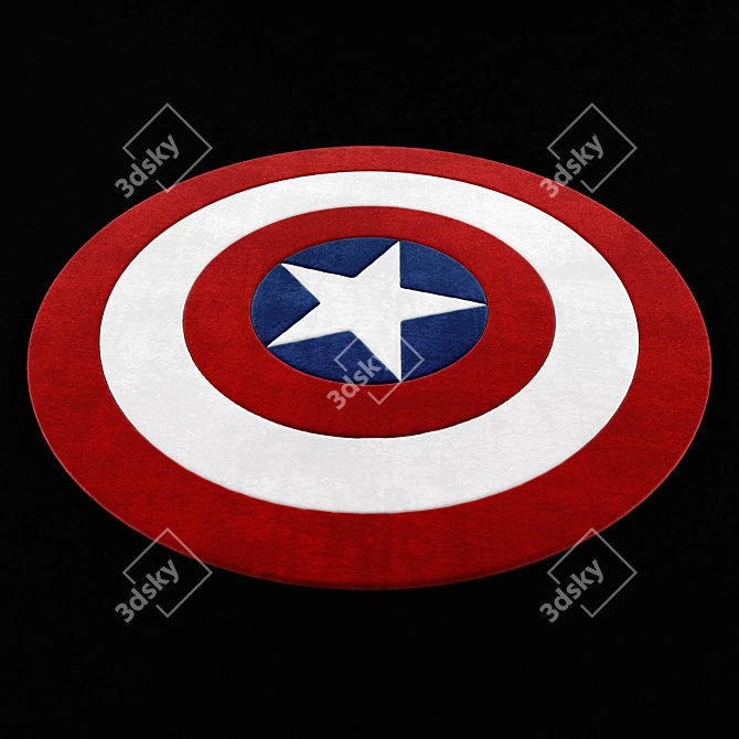 Captain America Kids Carpet: 1000mm Diameter. 3D model image 1