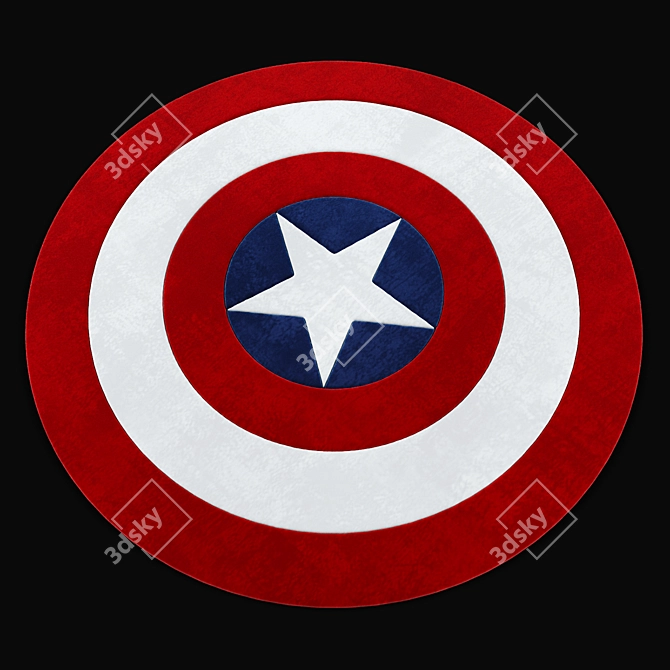 Captain America Kids Carpet: 1000mm Diameter. 3D model image 2