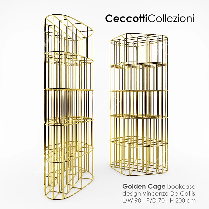 Luxury Golden Cage Bookcase (Ceccotti) 3D model image 1