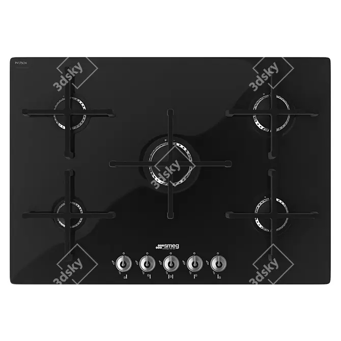 Sleek Black Smeg Gas Stove 3D model image 1