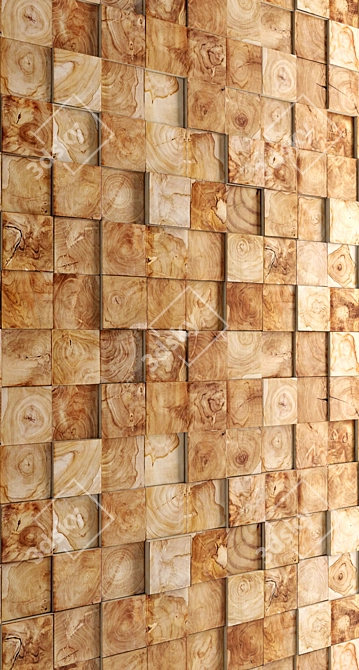 Wooden Mosaic Art Wall 3D model image 2