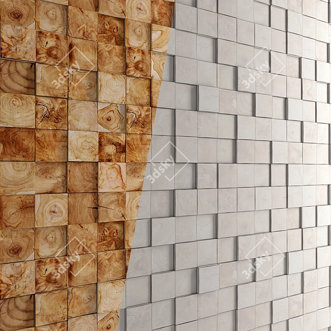 Wooden Mosaic Art Wall 3D model image 3