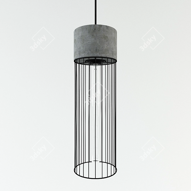 Industrial Concrete Cage Pendant Light 3D model image 1