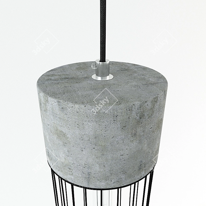 Industrial Concrete Cage Pendant Light 3D model image 2