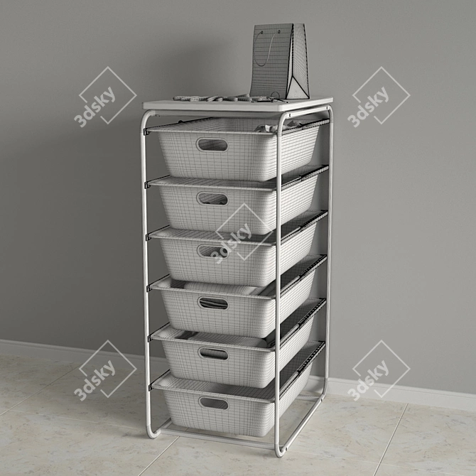 Organize and Store with IKEA ALGOT: Versatile Steel Frame and Mesh Basket 3D model image 2