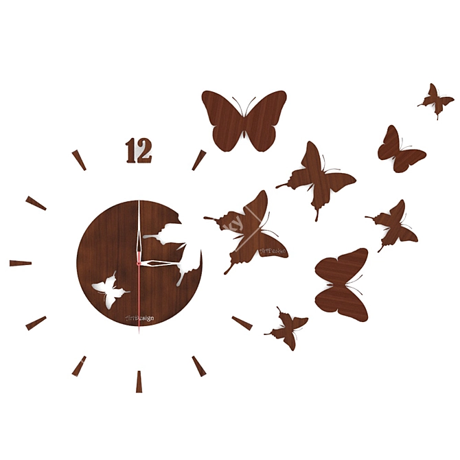 Butterfly-inspired Wall Clock 3D model image 1