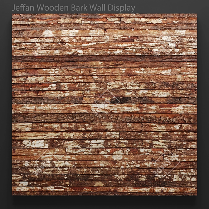 Rustic Wooden Bark Wall Panel 3D model image 1