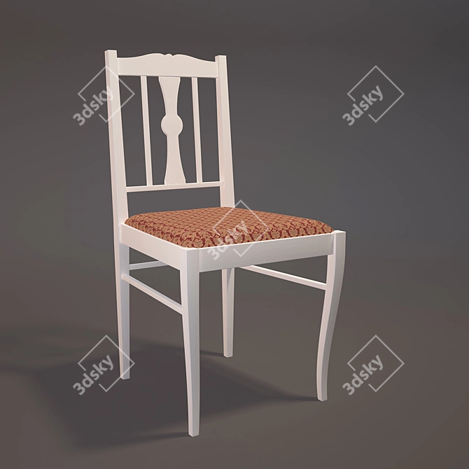 Vintage Wooden Chair with Soft Seat 3D model image 1