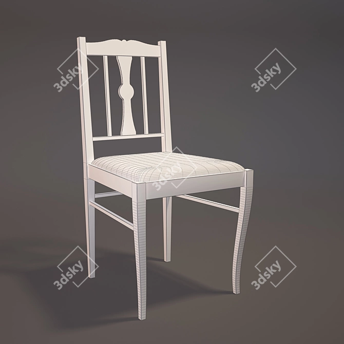 Vintage Wooden Chair with Soft Seat 3D model image 2