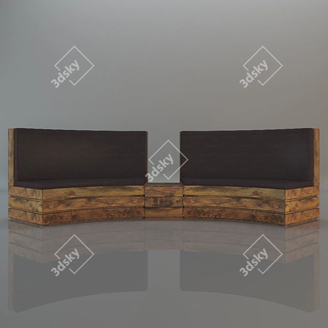 Sleek Curve Pallet Sofa 3D model image 1