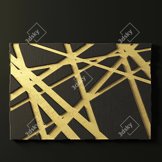 Black Wood and Yellow Wall Decor 3D model image 1