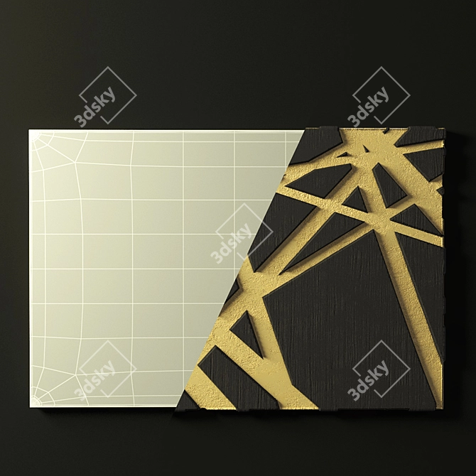 Black Wood and Yellow Wall Decor 3D model image 2