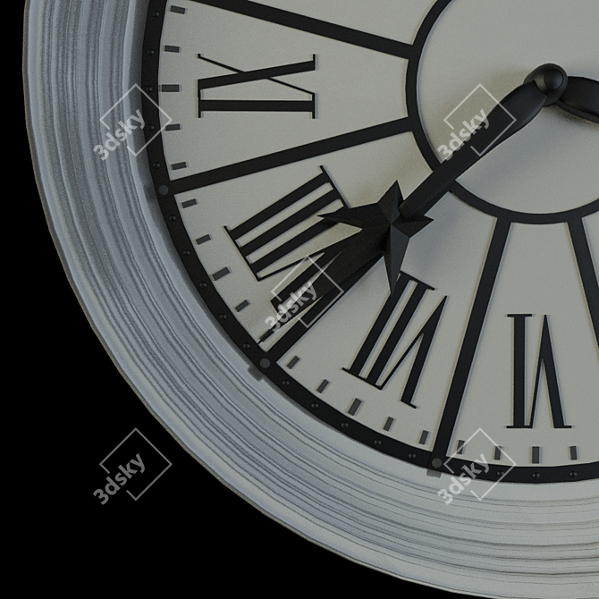 Classic Vintage Wall Clock 3D model image 2