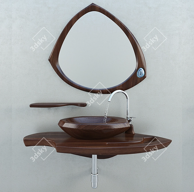 Elegant Walnut Bathroom Vanity 3D model image 1