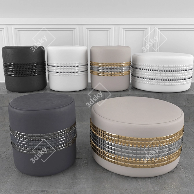 Luxury Lee Broom Salon Ottoman 3D model image 2