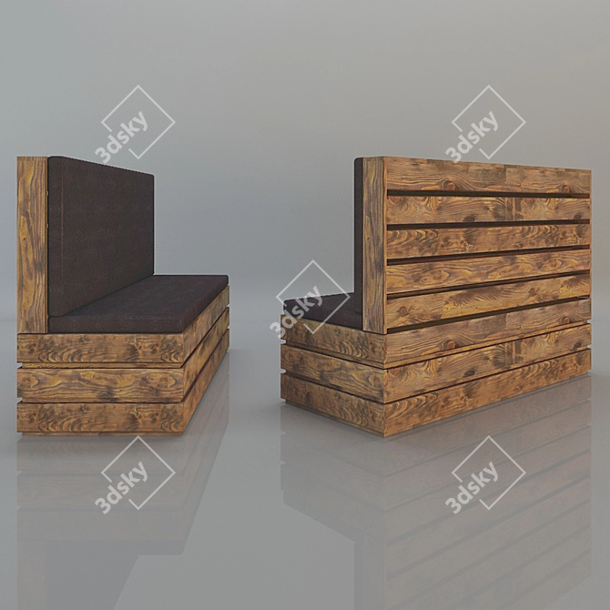 Rustic Pallet Sofa 3D model image 1