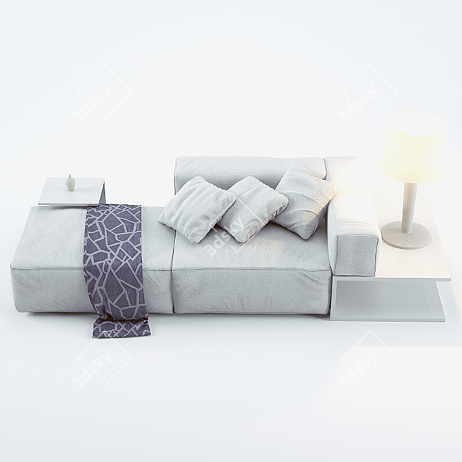 Modern Asymmetric Sofa: Pianca Insieme 3D model image 3